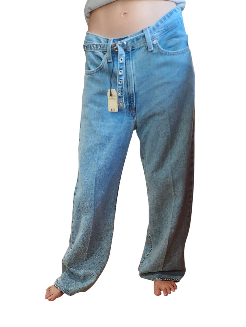 NWT ! Levi's Ribcage Wide Leg Light Blue Wide-Leg Button-Fly Jeans Size 28